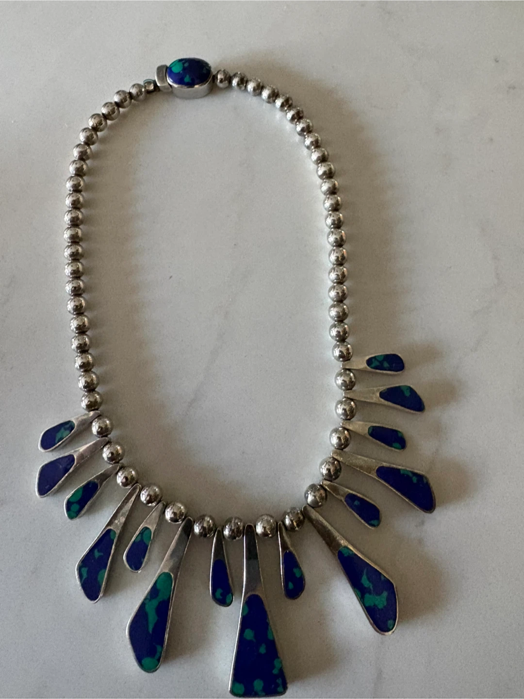 Sterling Silver Necklace with Lapis Lazuli Inlay - photo 3