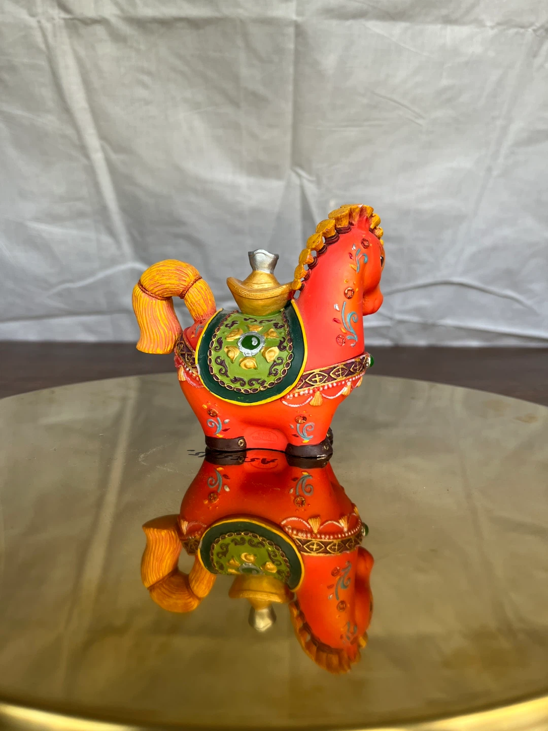Vintage-Style Orange Horse Figurine & Secret Trinket Box - photo 2