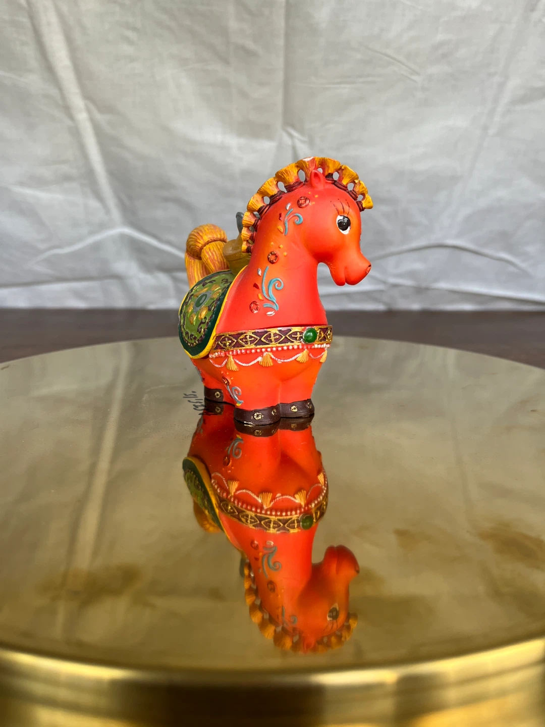 Vintage-Style Orange Horse Figurine & Secret Trinket Box - photo 3