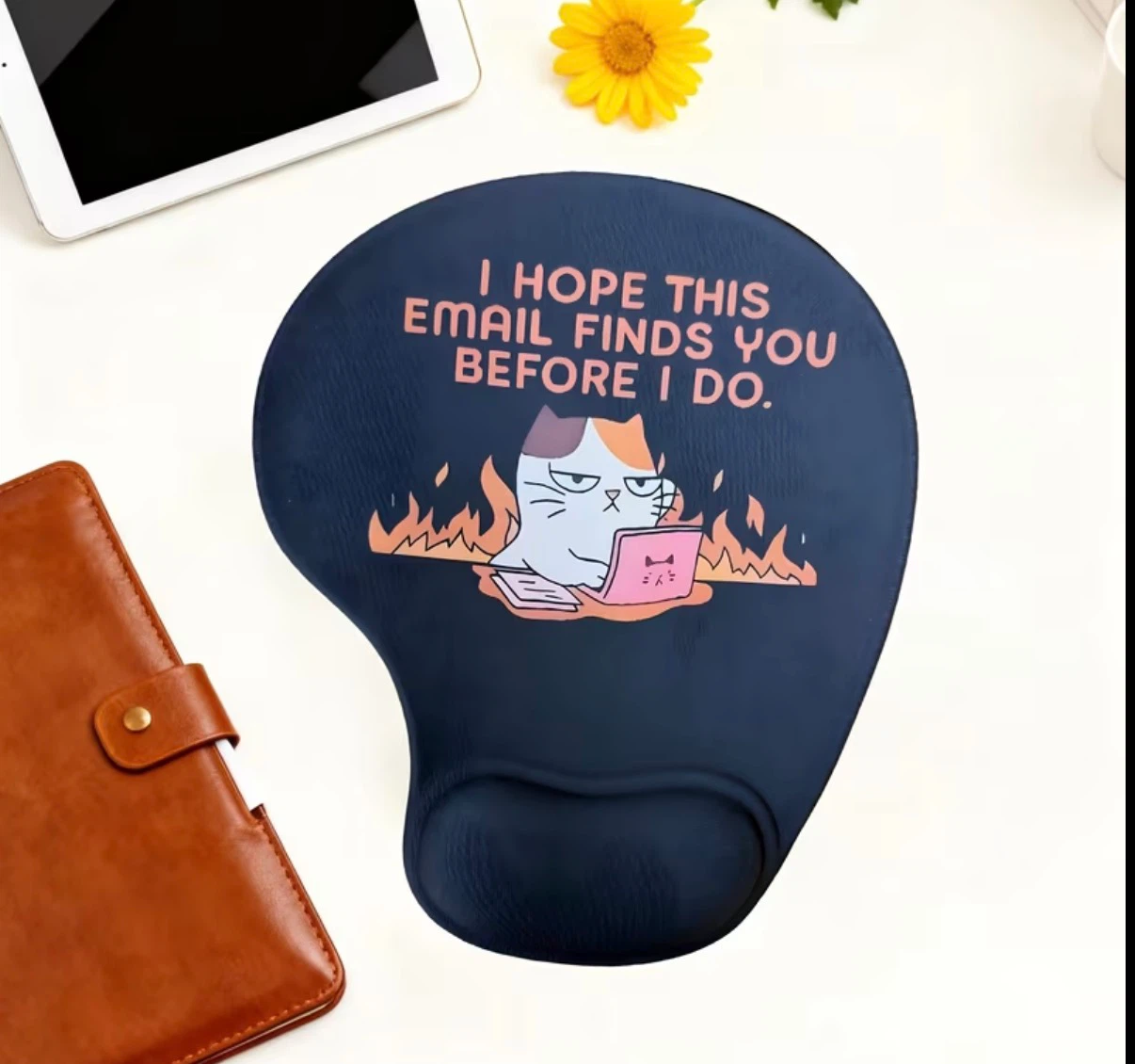 Funny Cat Mouse Pad with Wrist Rest