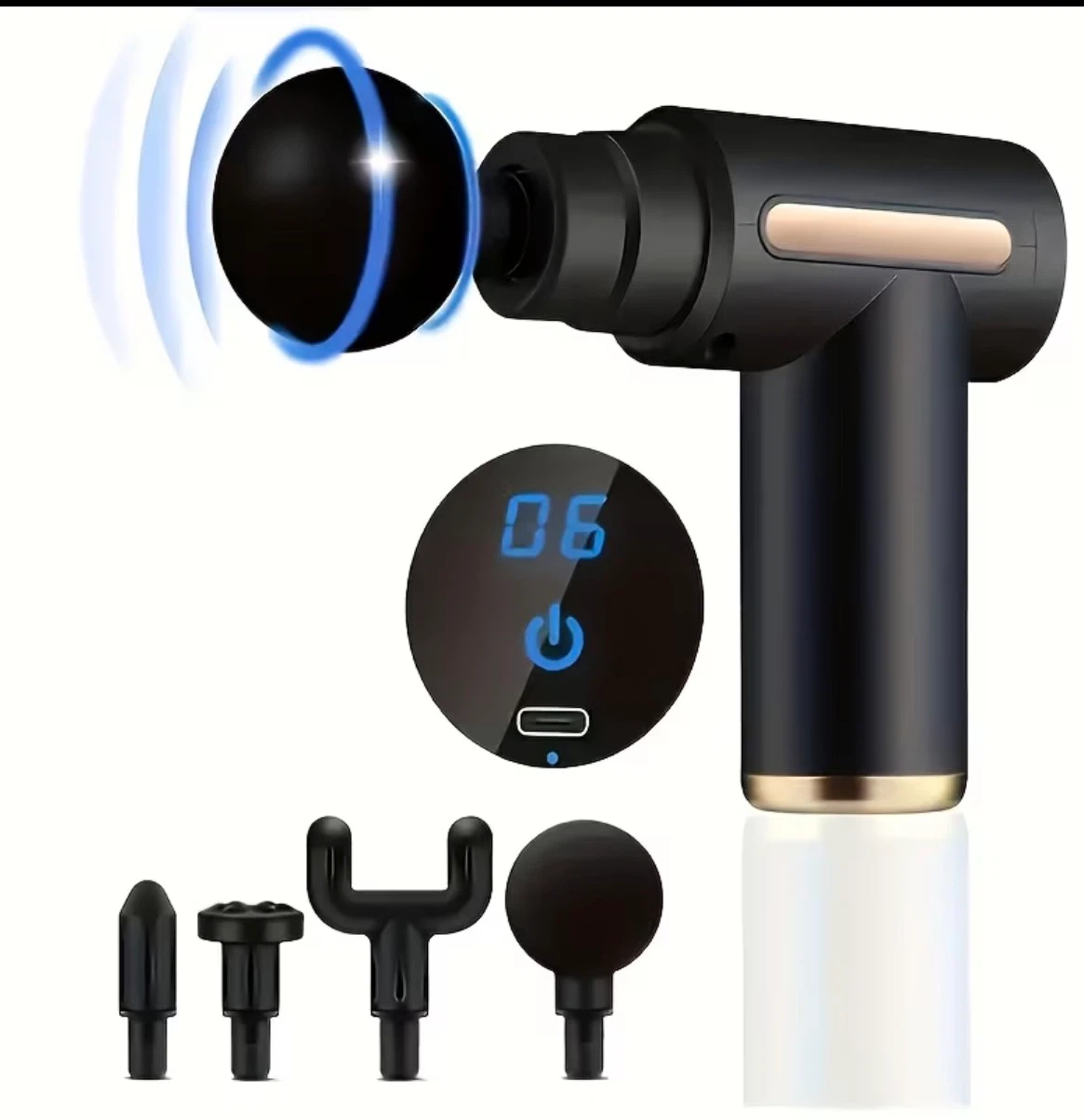 Portable Mini Percussion Massage Gun with 4 Attachments