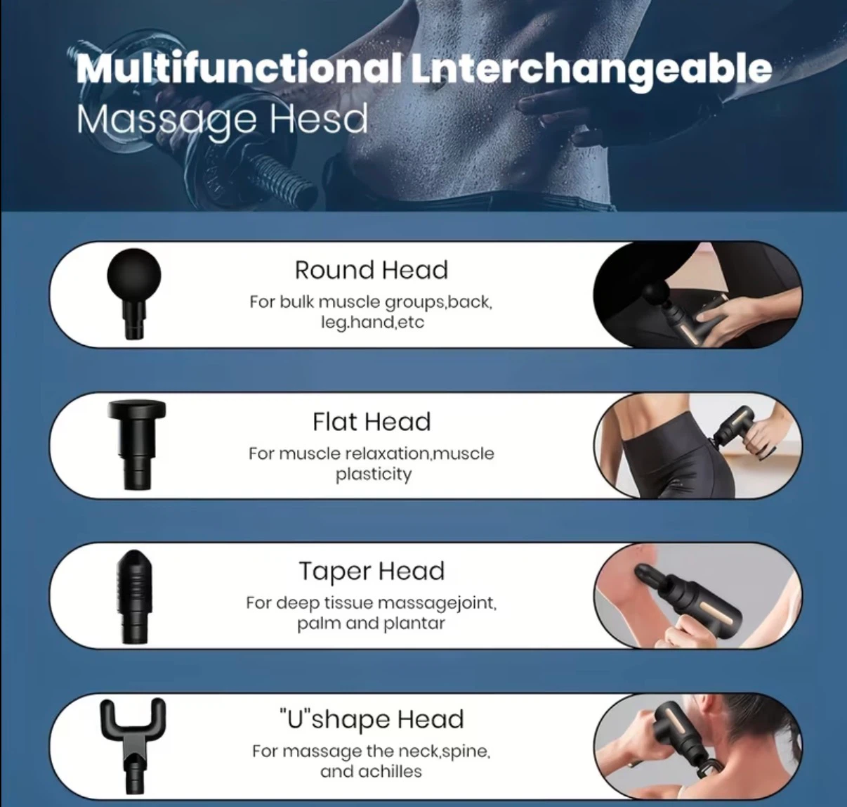 Portable Mini Percussion Massage Gun with 4 Attachments - photo 2