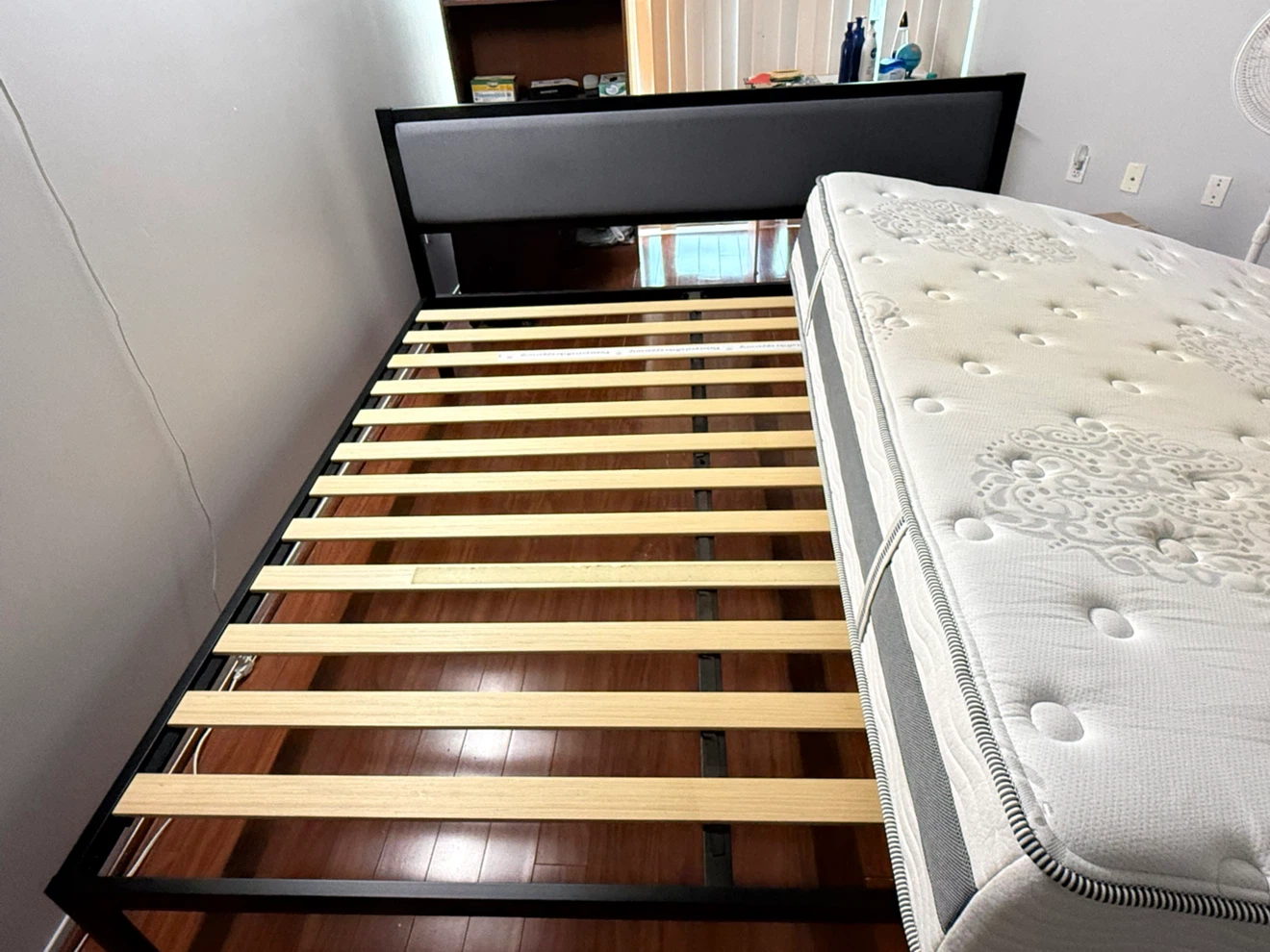 Modern King Size Bed Frame - Black Alloy Steel