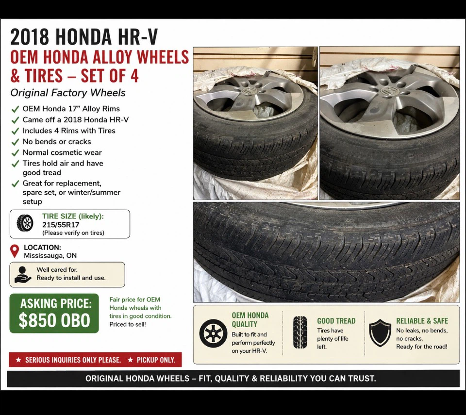 2018 Honda HR-V OEM Alloy Wheels & Tires - Set of 4