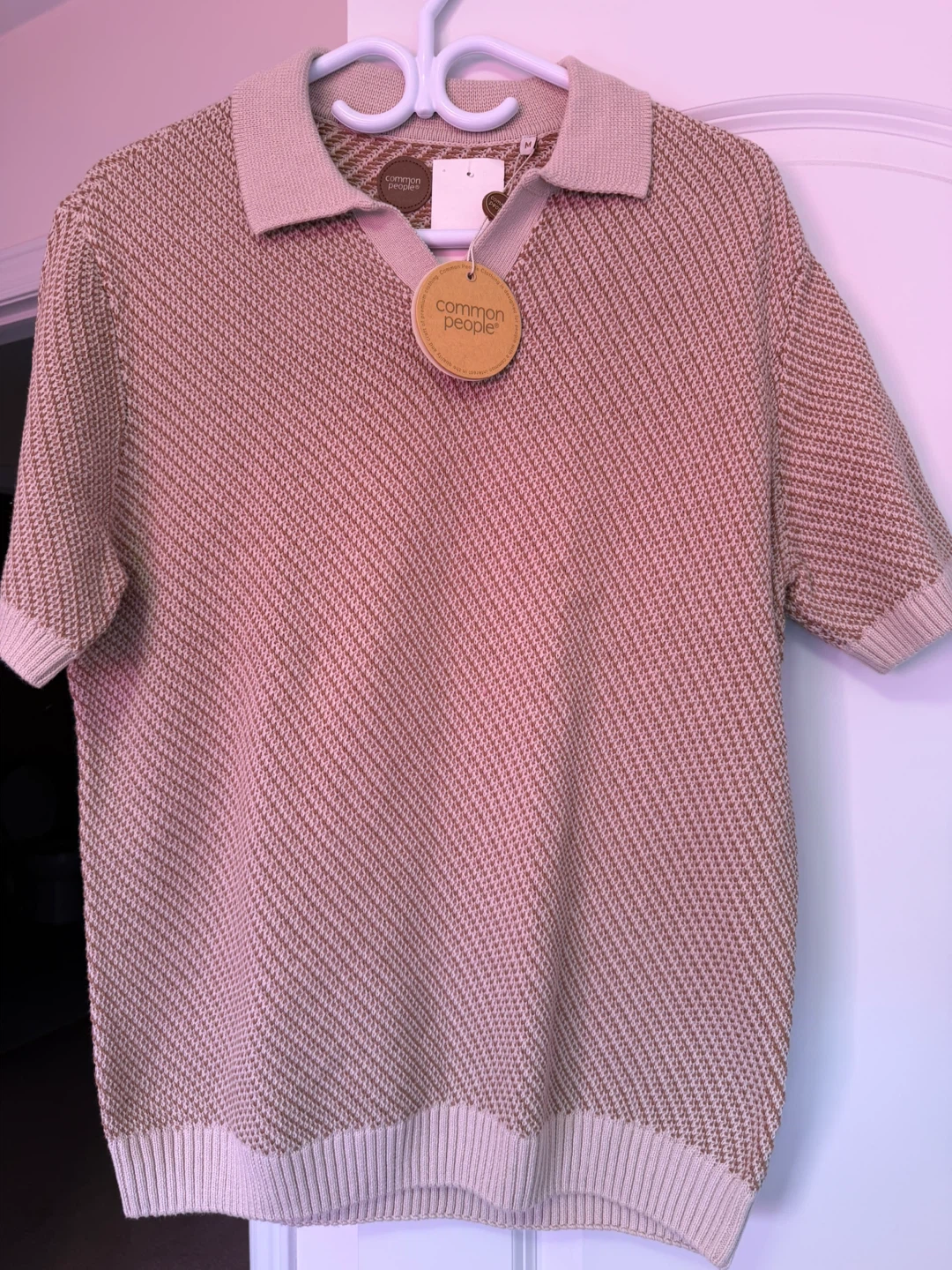 Common People Knit Polo Shirt - Beige/Brown