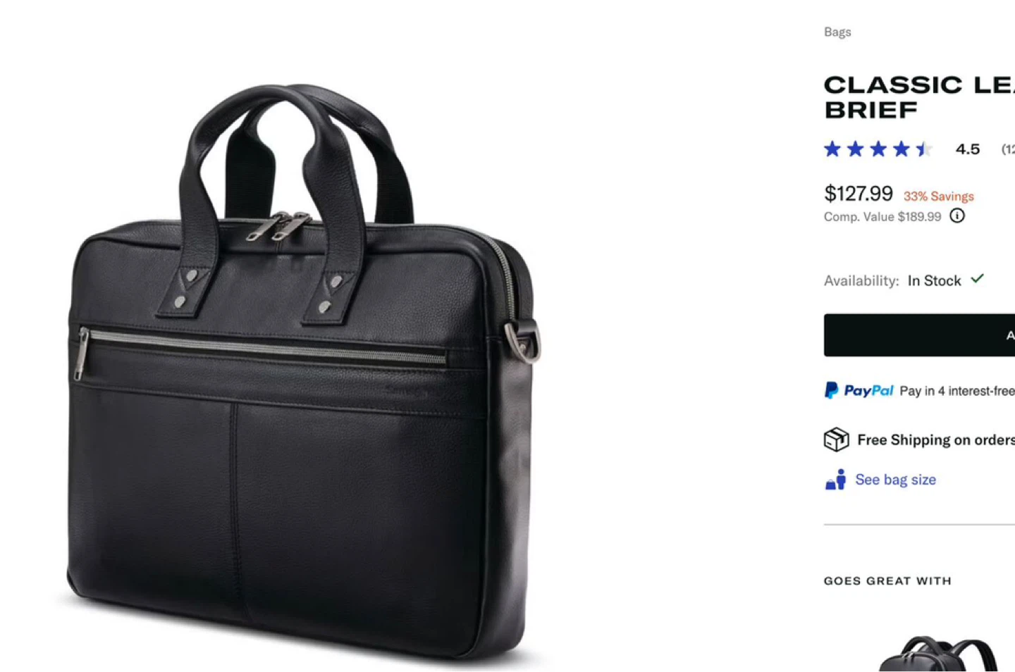 Samsonite Classic Leather Slim Briefcase Bag