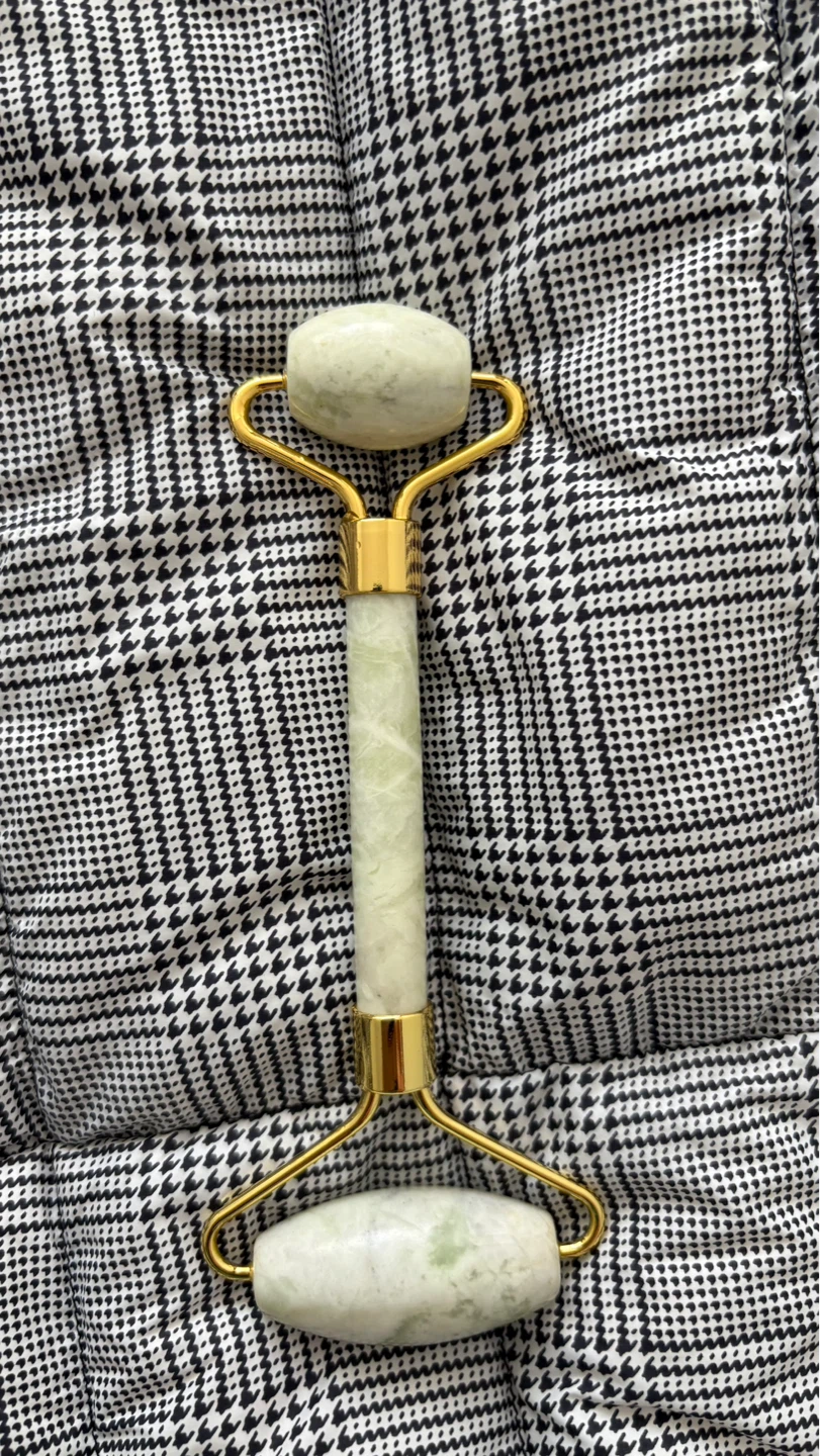 Jade Facial Roller with Gold Accents