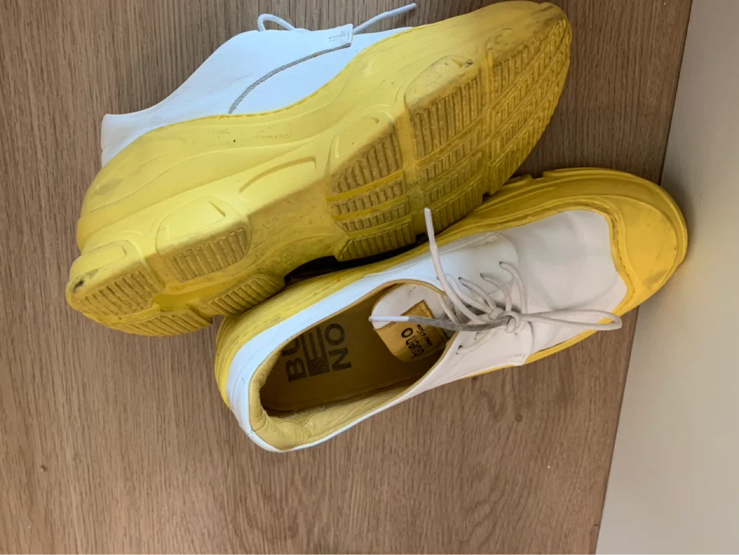 Bueno White & Yellow Leather Shoes Size 38 - photo 3