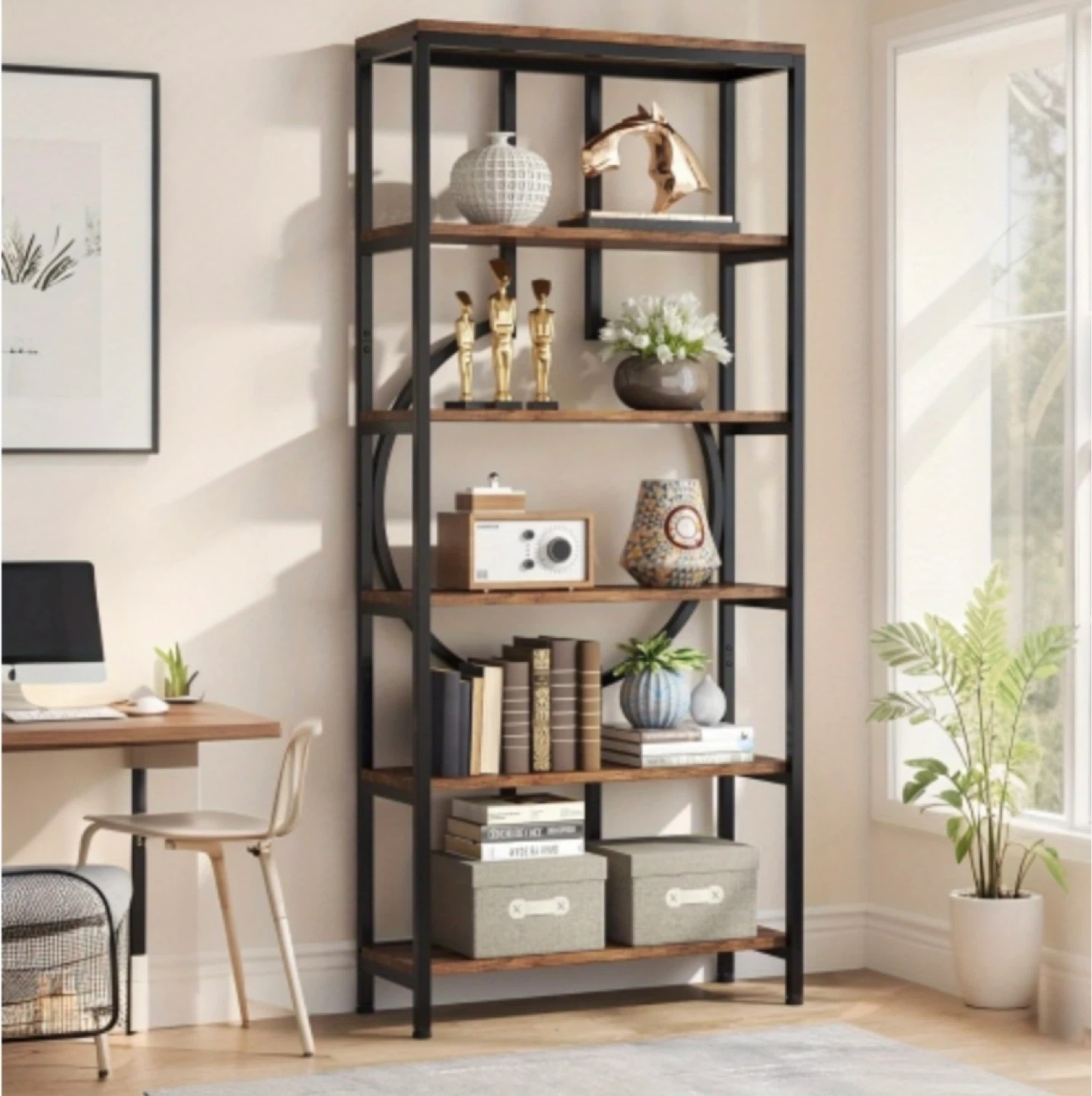 Brand new Tribesigns 5-Shelf Industrial Bookshelf