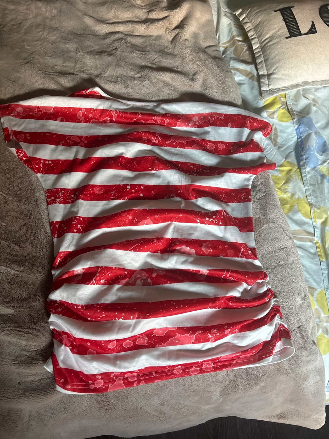 American Flag Print Ruched T-Shirt - photo 2