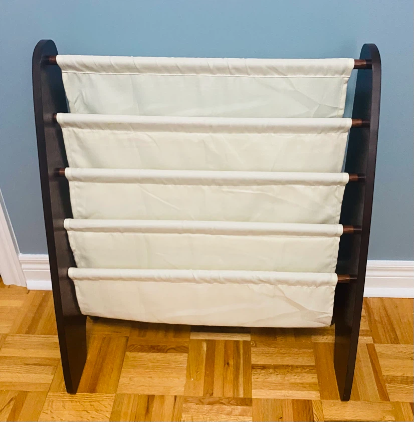 Solid Wood and Fabric Book Magazine Rack