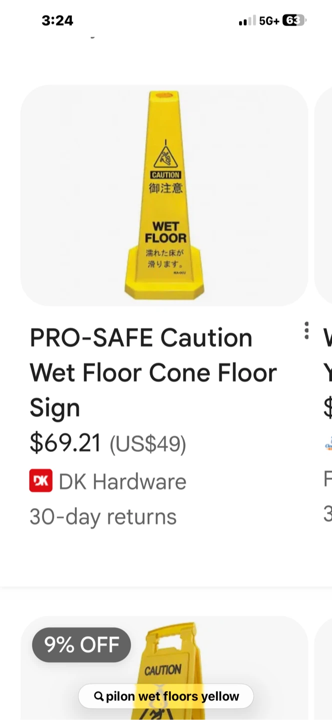 Yellow Wet Floor Caution Sign Cone - photo 2