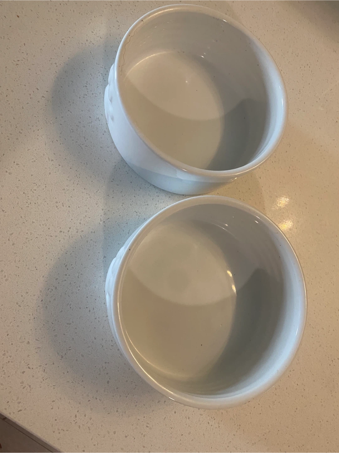 White Ceramic Pet Bowls with Paw Prints - Set of 2 - photo 2