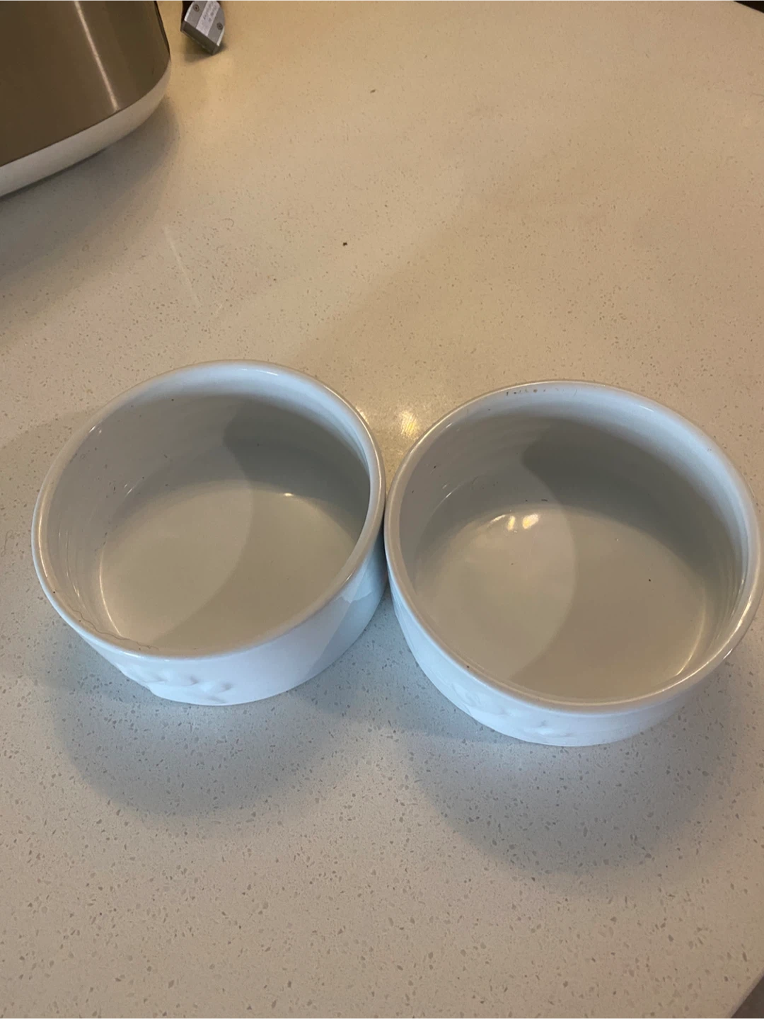 White Ceramic Pet Bowls with Paw Prints - Set of 2 - photo 3