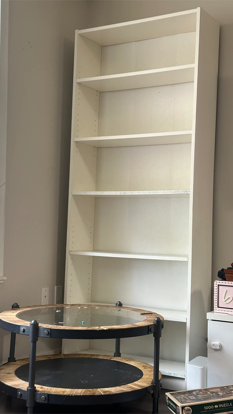 One tea table and a bookshelf
