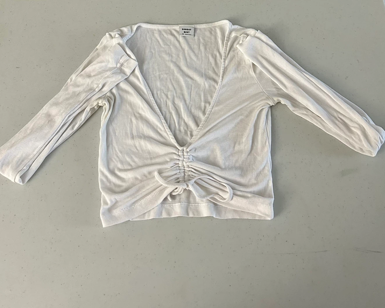 Sunday Best White Ribbed Top XS