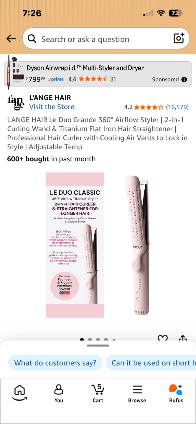 L’ANGE HAIR Le Duo Grande 360° Airflow Styler