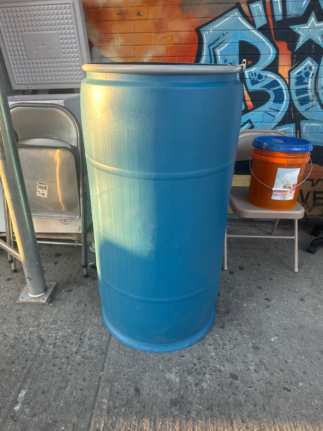 Blue Plastic Barrel