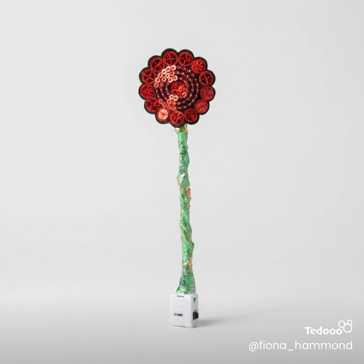 Red Sequin Flower Wand Light Up Toy