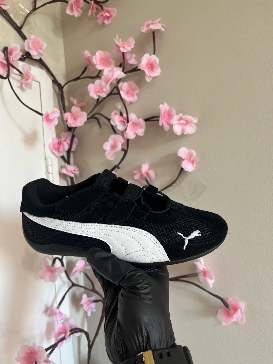 Puma Kids Black Hook and Loop Shoes