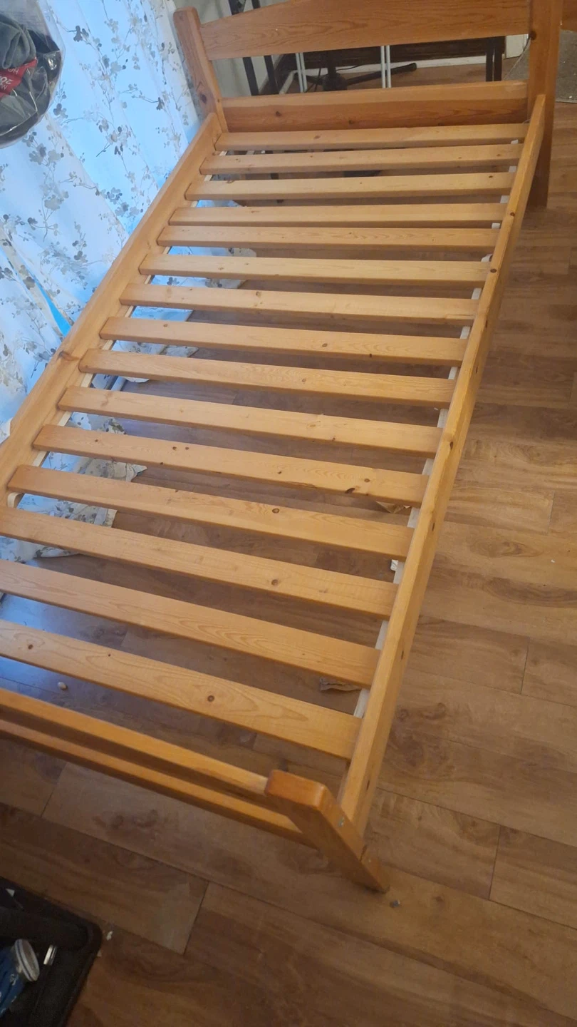 Solid Wood Single Bed Frame + Mattress - photo 2