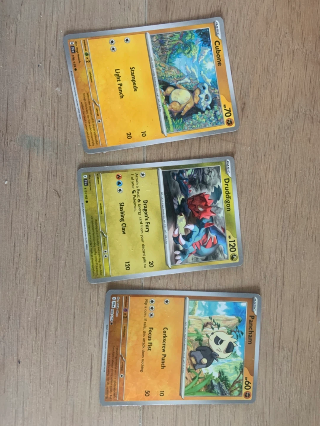 Pokemon Trading Cards - Cubone, Druddigon, Pancham
