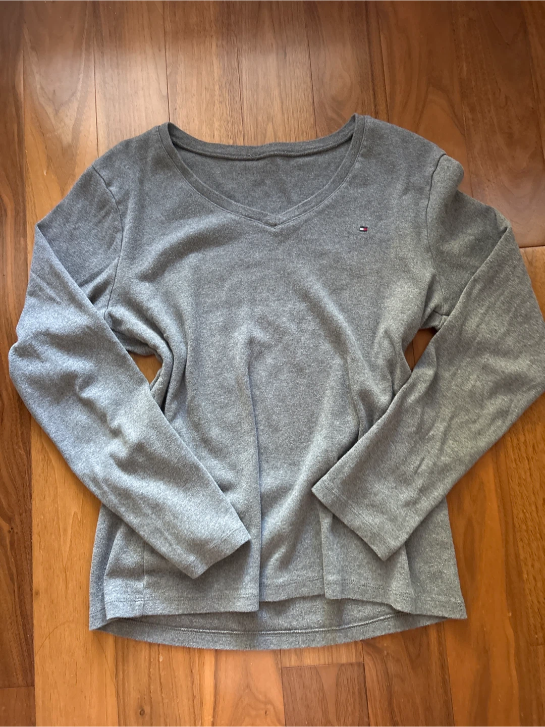 Tommy Hilfiger Grey V-Neck Long Sleeve