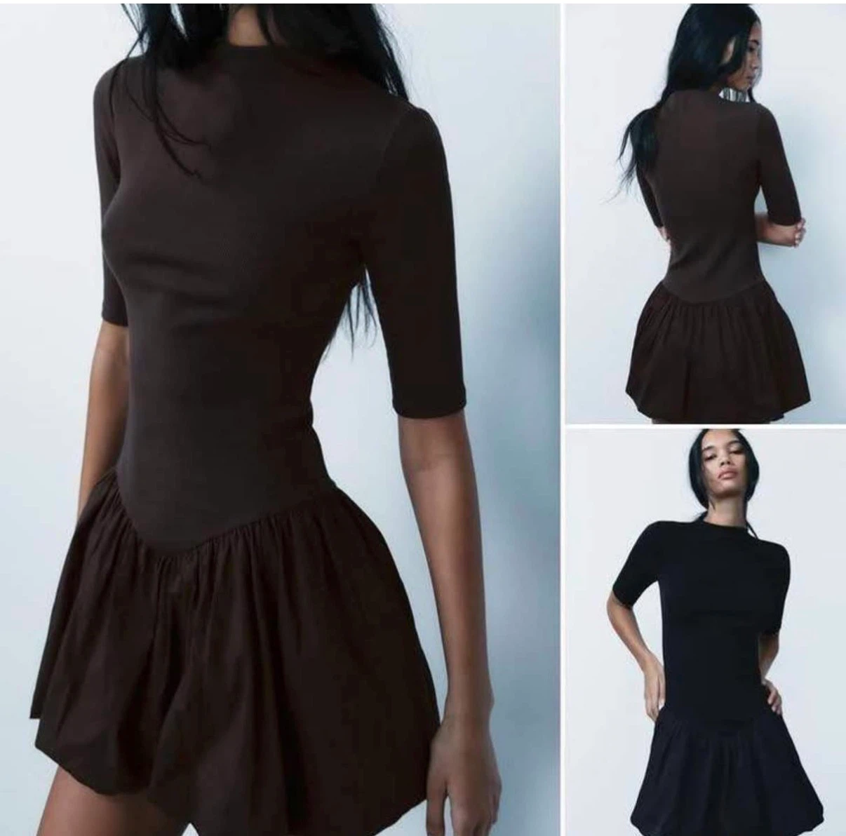 Zara Brown Poplin Dress