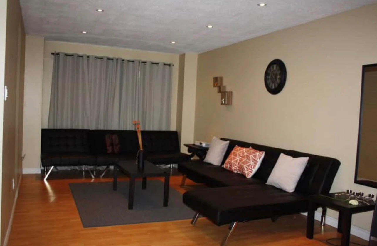 Black leather sofa