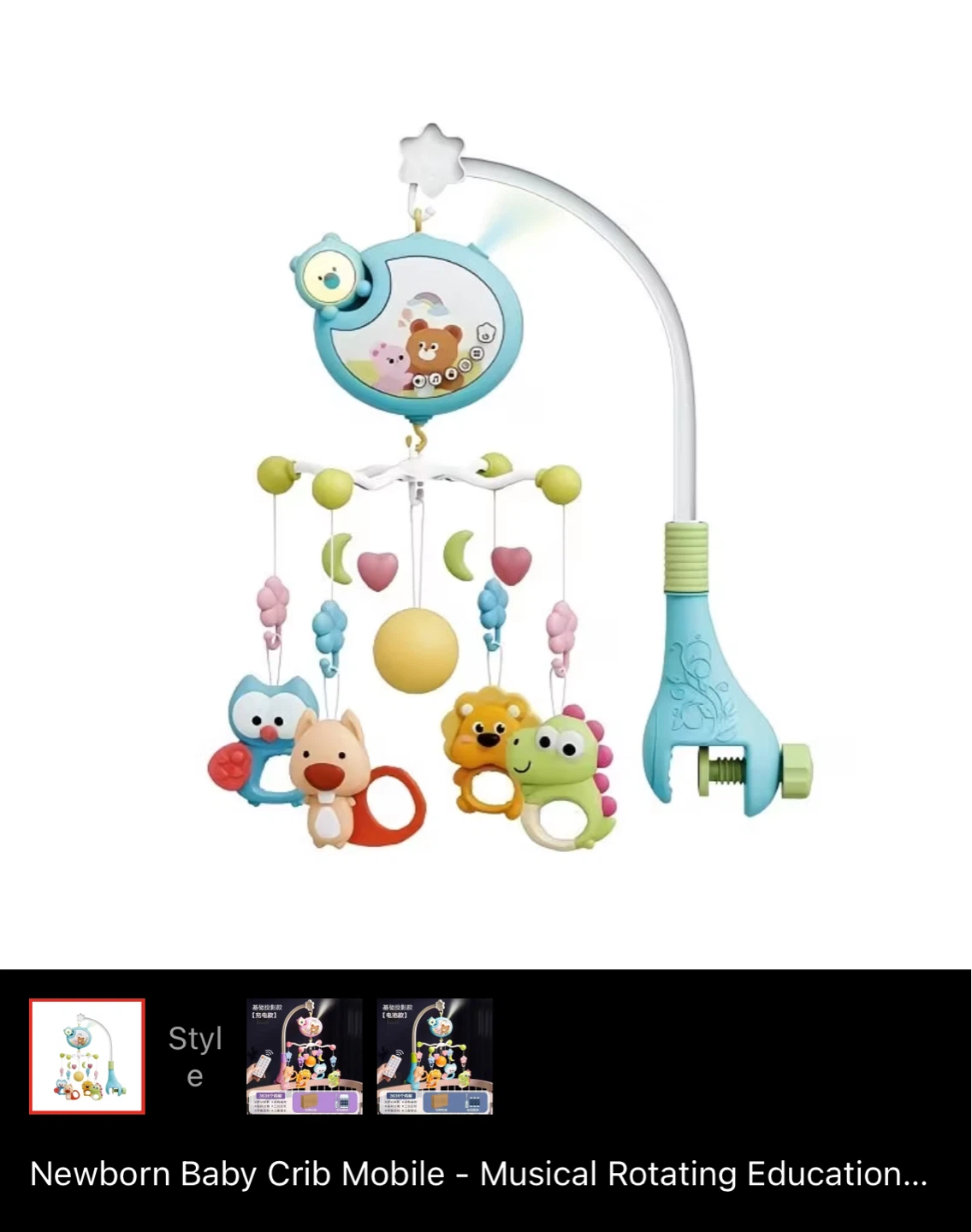 Newborn Baby Crib Mobile Musical Rotating