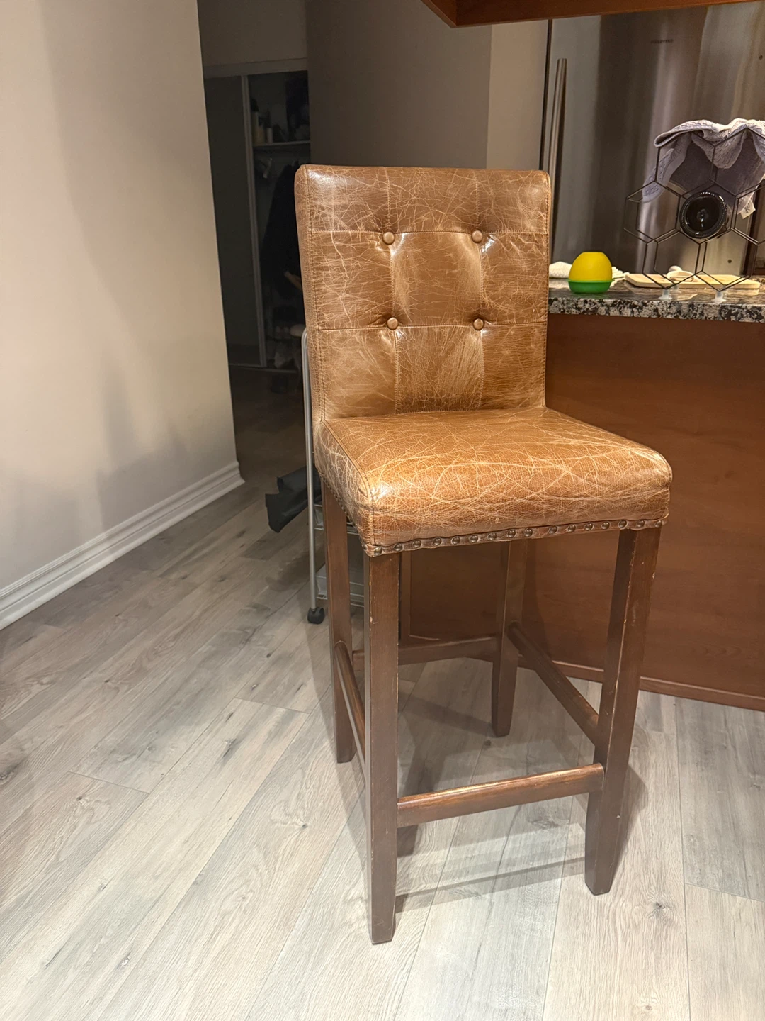 Brown Faux Leather Bar Stool