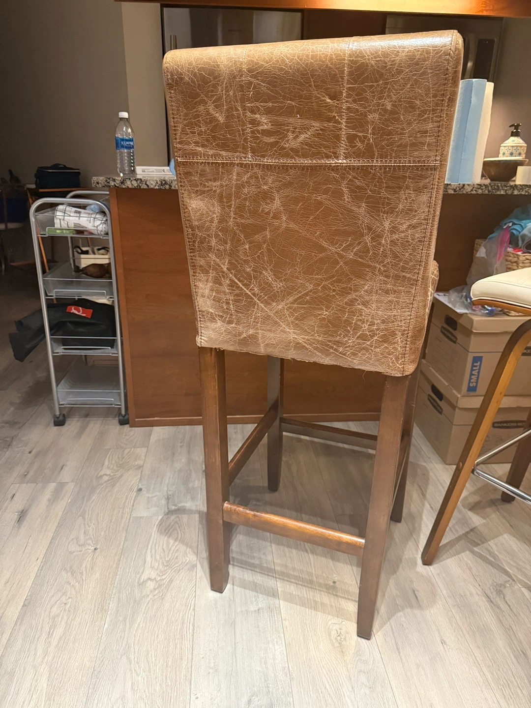 Brown Faux Leather Bar Stool - photo 2