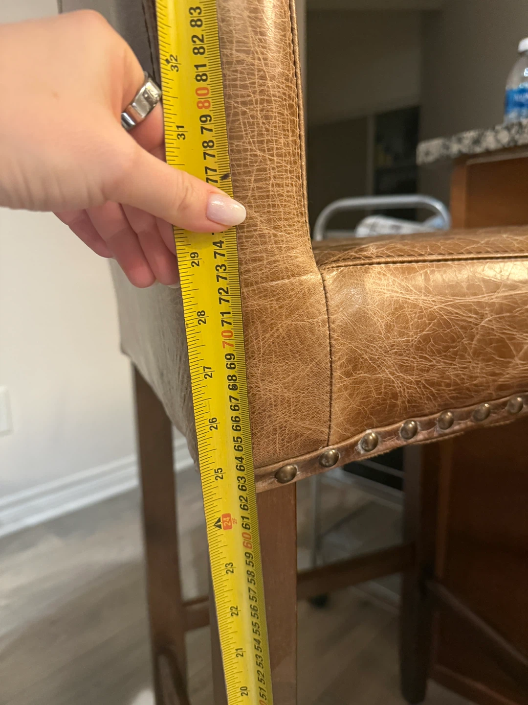 Brown Faux Leather Bar Stool - photo 5