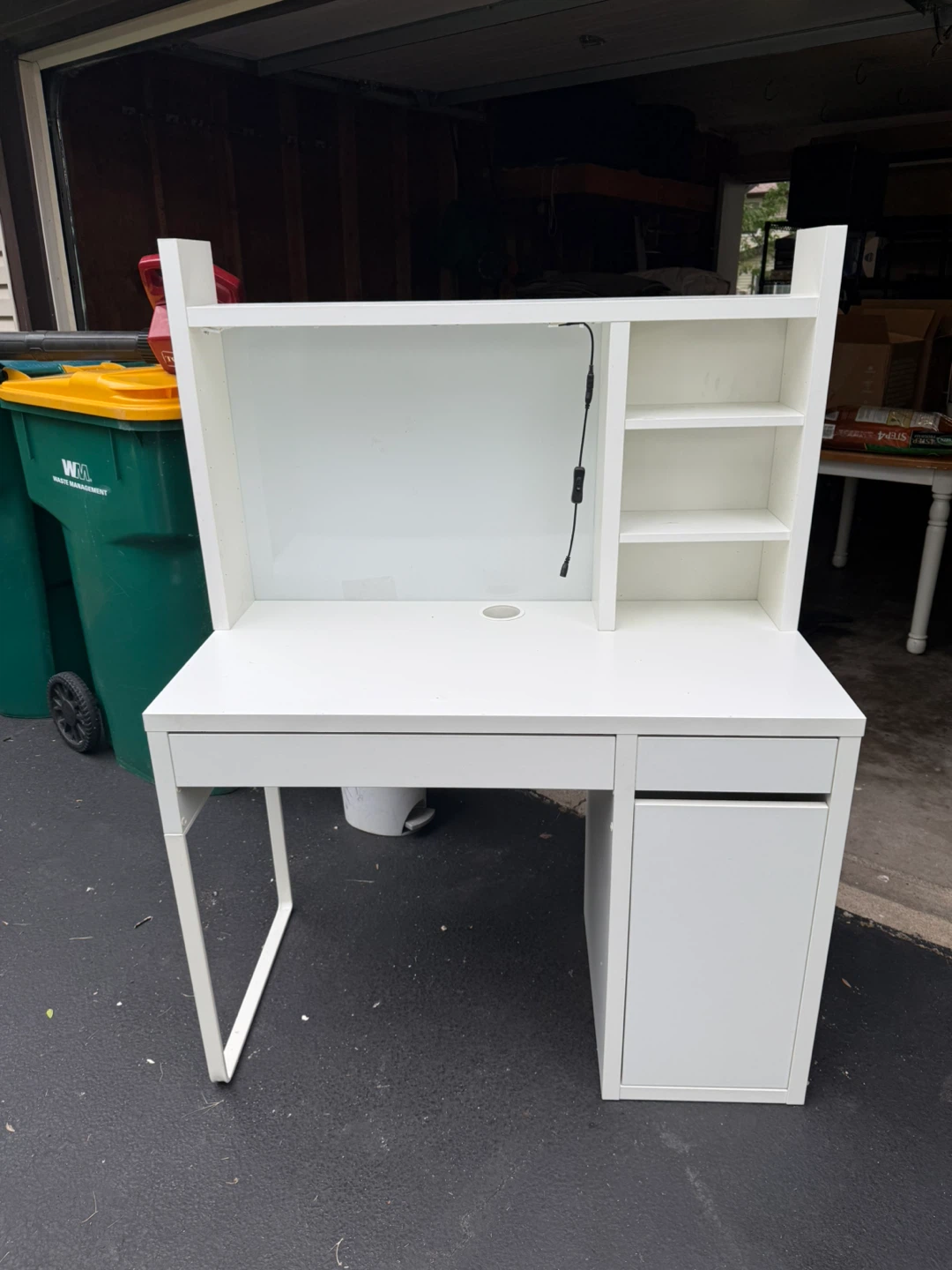 White Desk with Hutch and Shelving