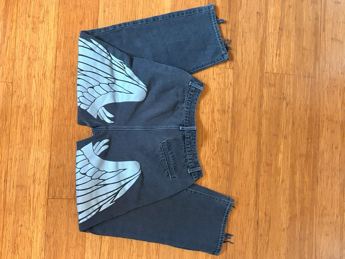 Black Angel Wing Graphic Jeans