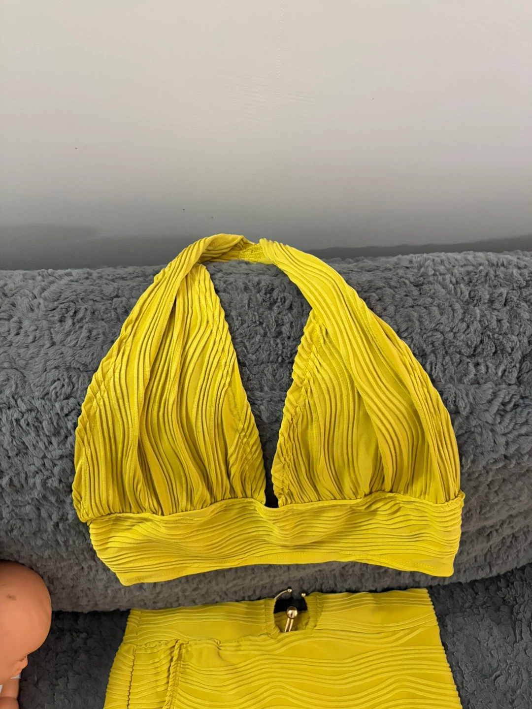 Yellow Halter Top and Skirt Set