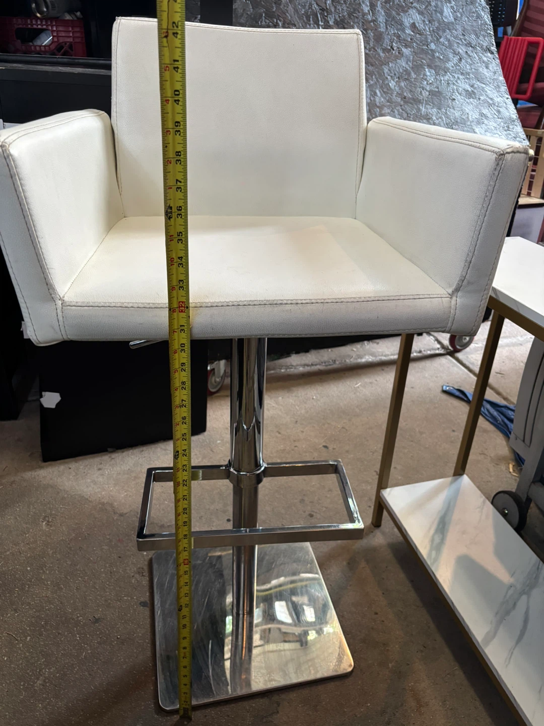 1 White Faux Leather Bar Stool - photo 3