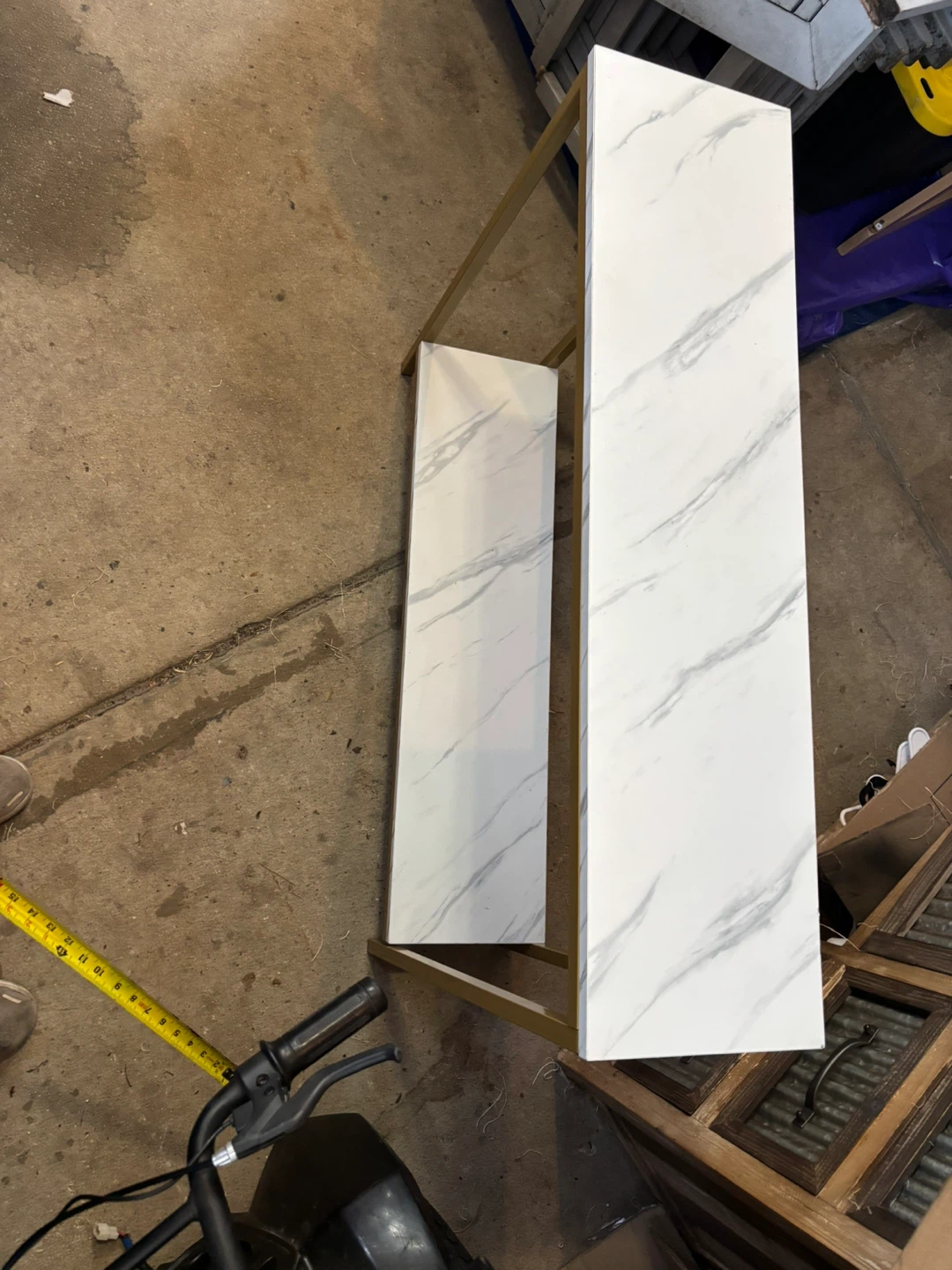 Slim Console Table with White Marble Top - photo 2