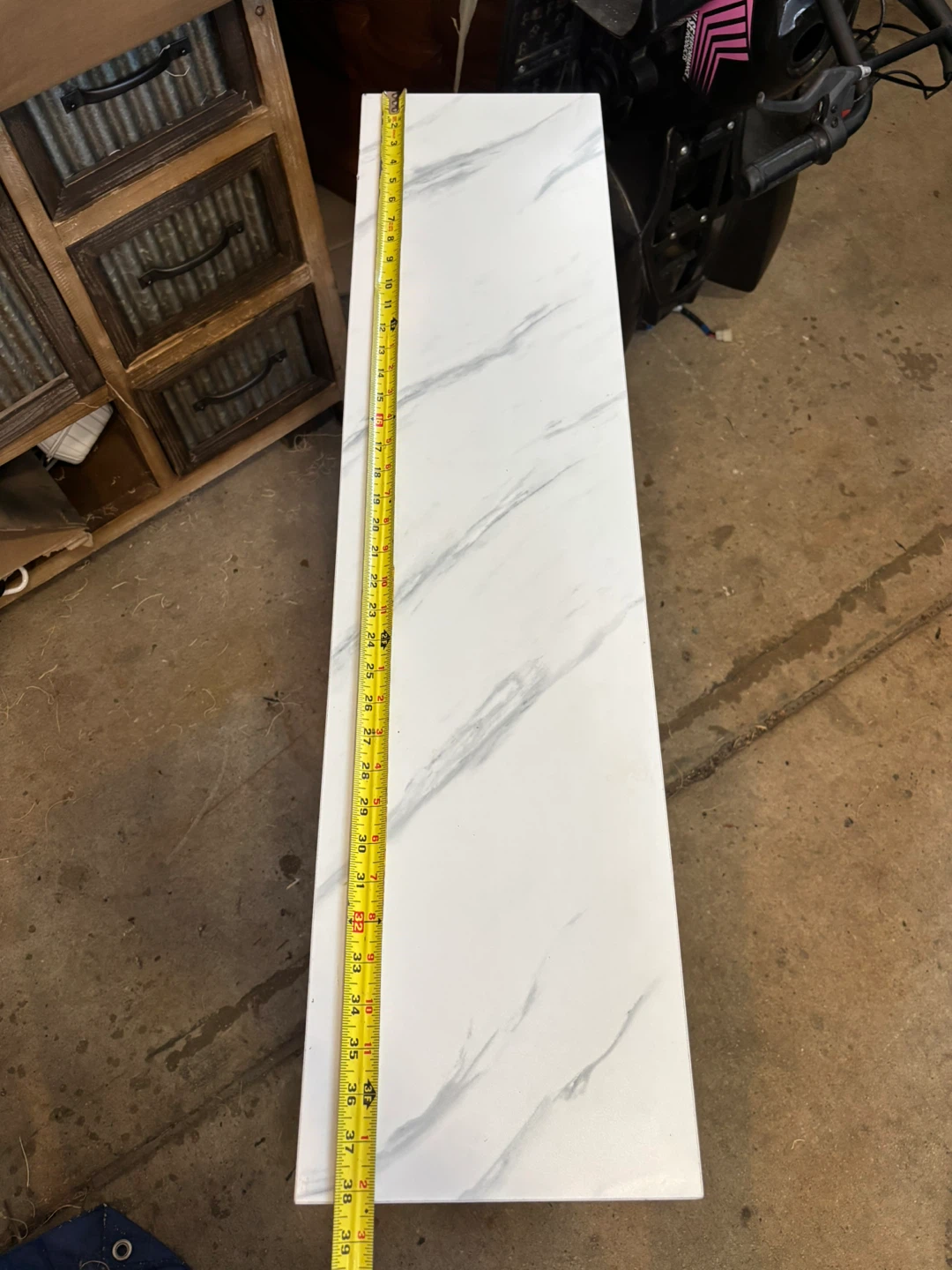 Slim Console Table with White Marble Top - photo 3