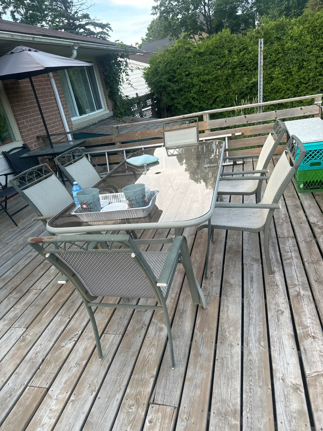 Glass Top Patio Dining Set with 6 Chairs - photo 2