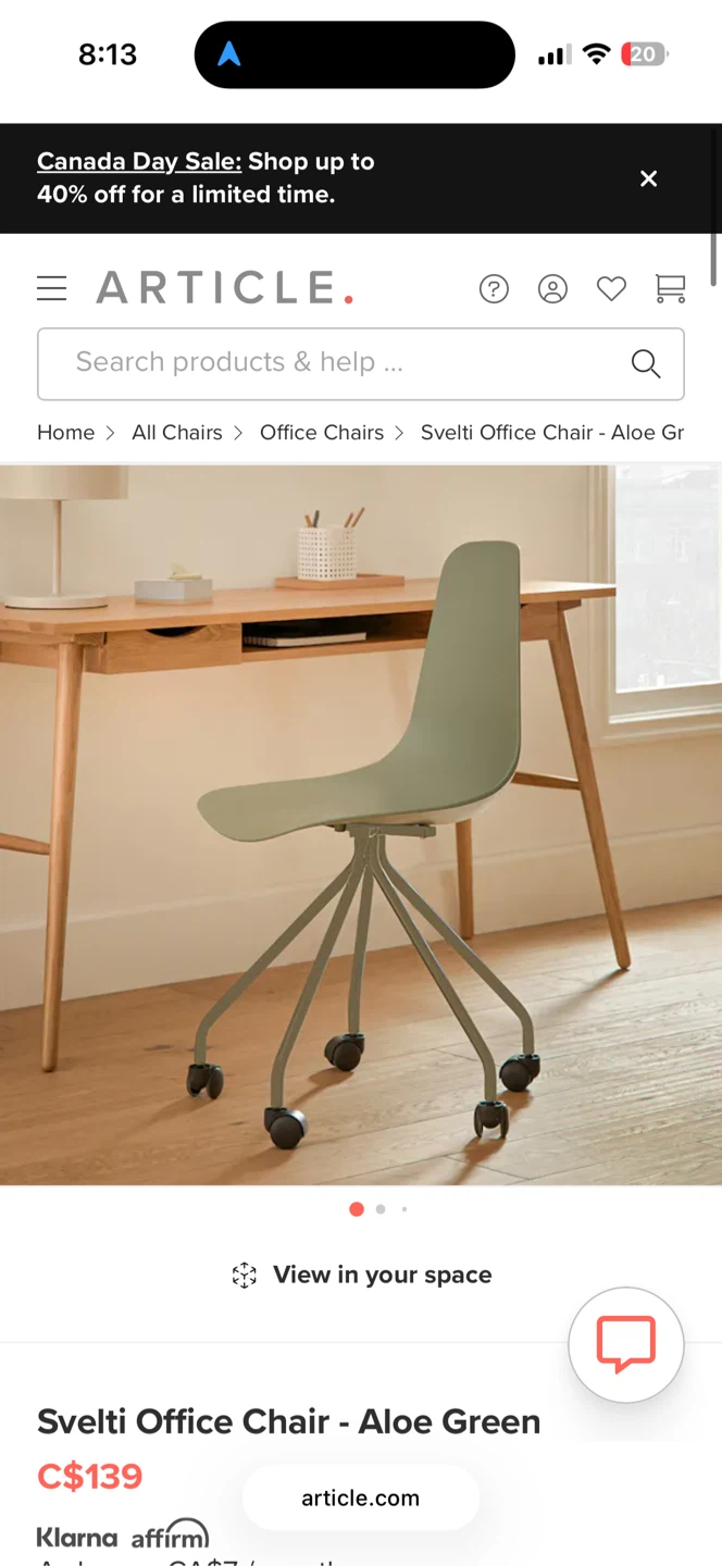 Article Svelti Office Chair - Aloe Green - photo 2