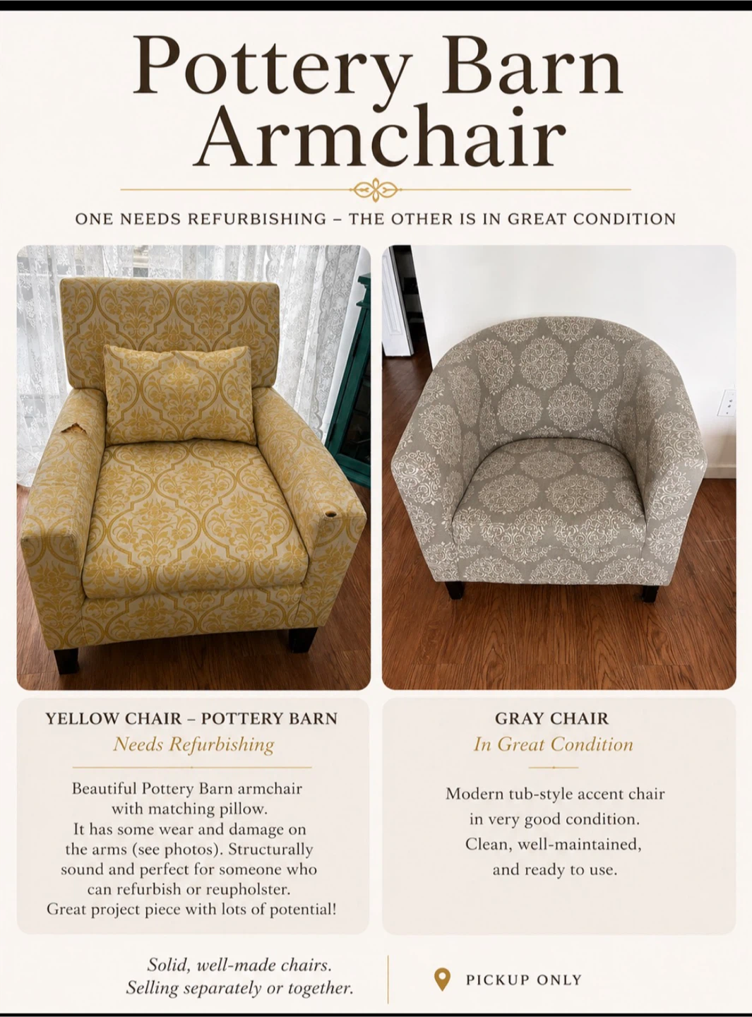 Pottery Barn Armchairs (2)