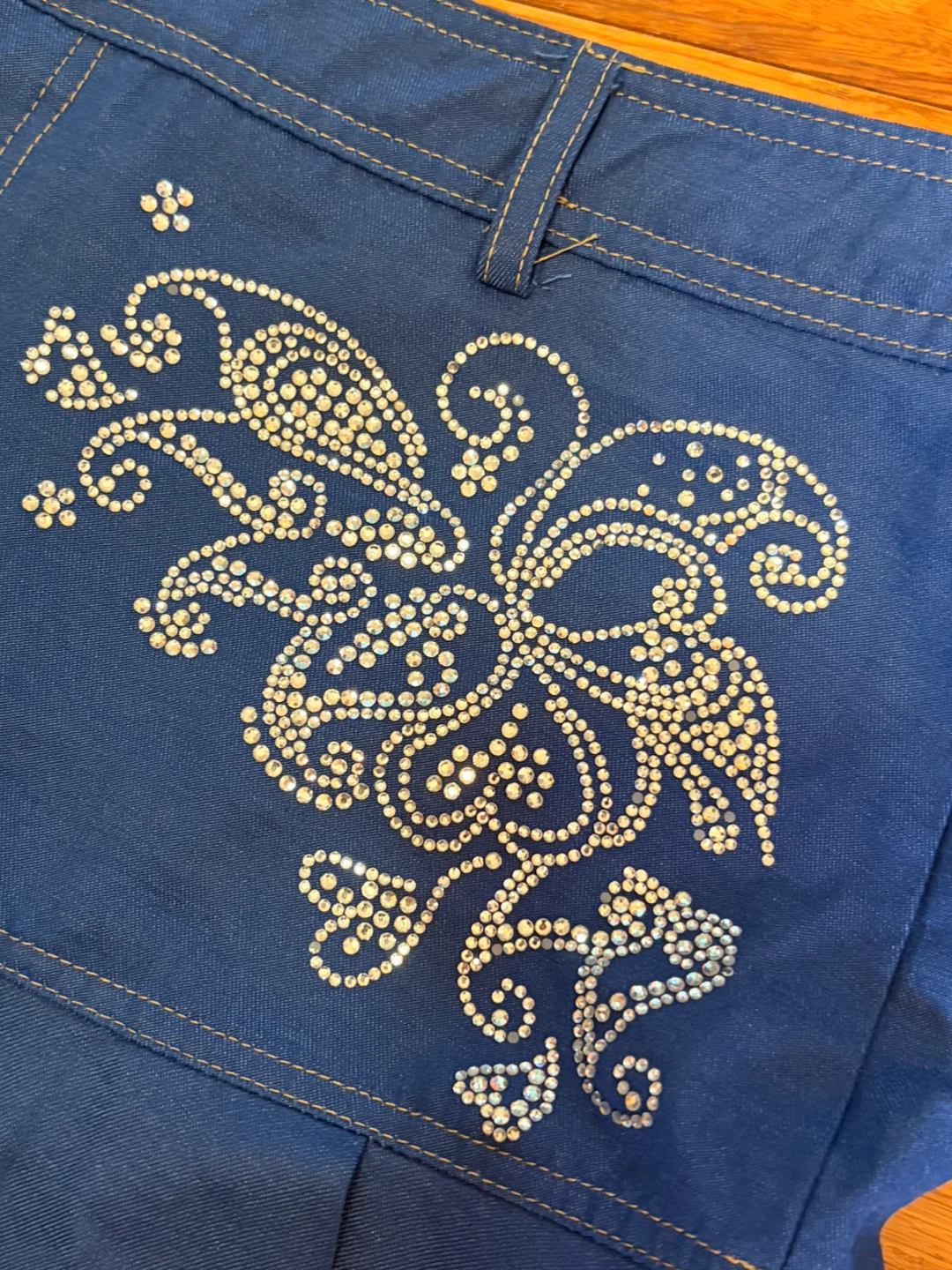 Blue Rhinestone Pleated Mini Skirt - photo 2