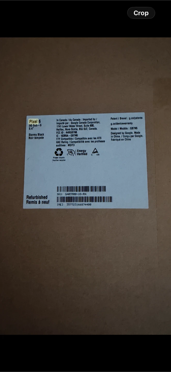 Google Pixel 6 Stormy Black refurbished and sealed - photo 2
