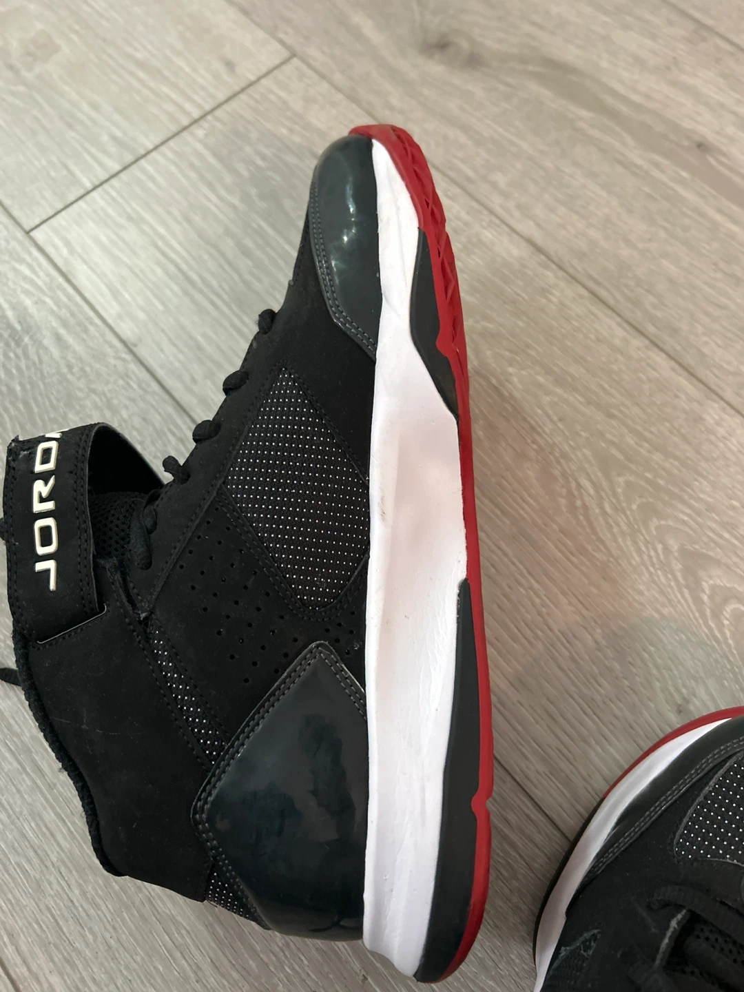 Jordan Black and Red High Top Sneakers - photo 4