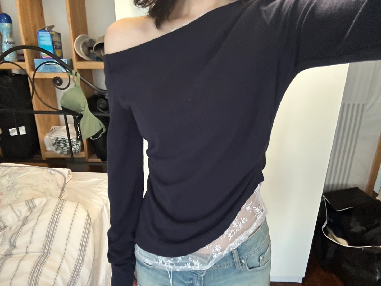 Asymmetrical Navy Laced Top