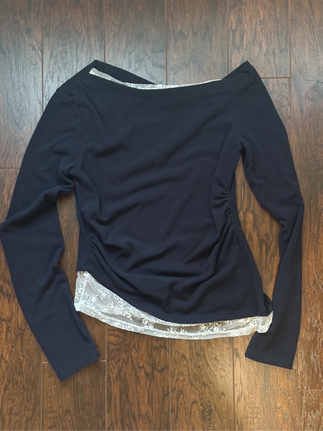 Asymmetrical Navy Laced Top - photo 2