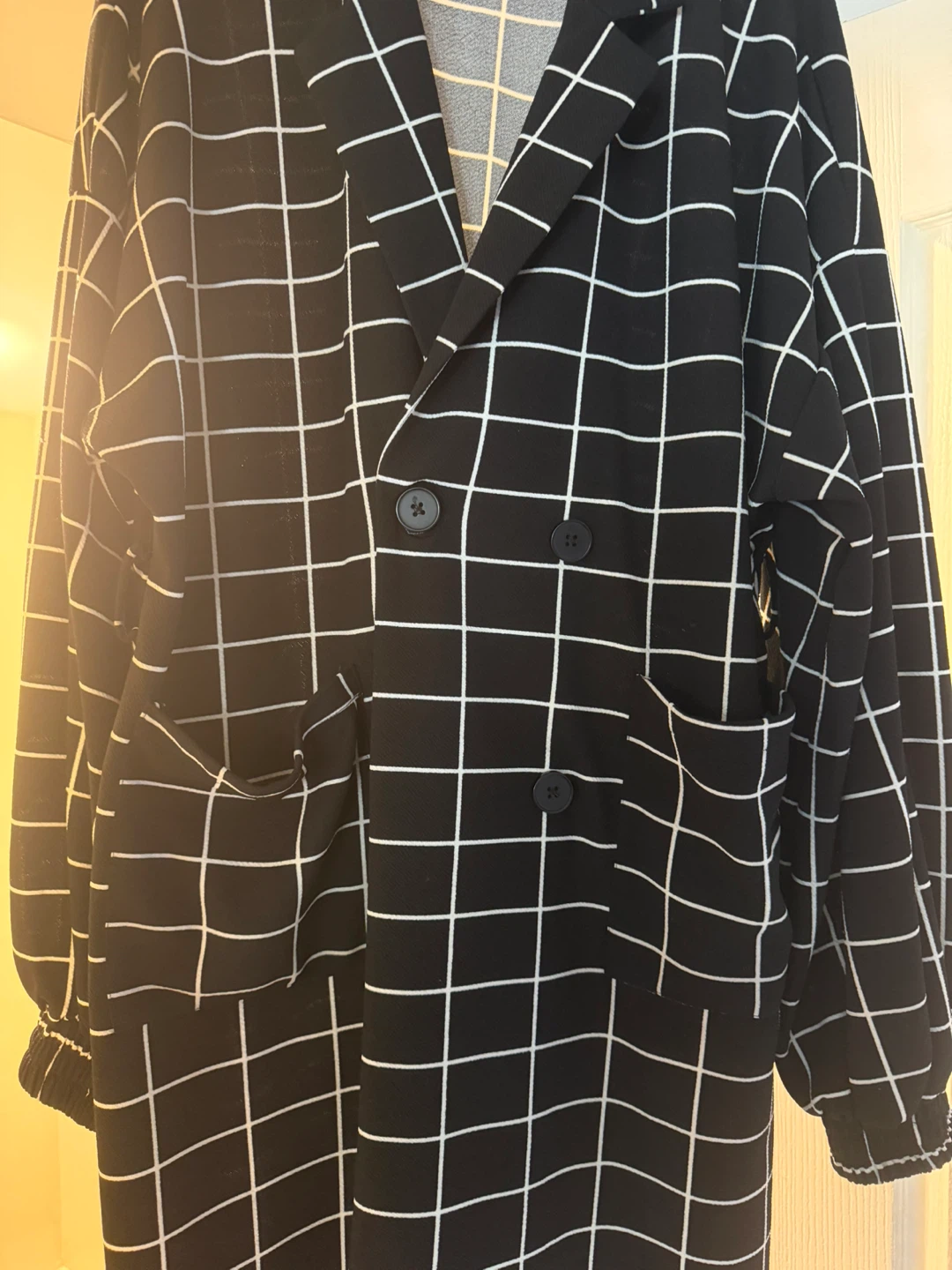Black and white grid pattern blazer dress - photo 2