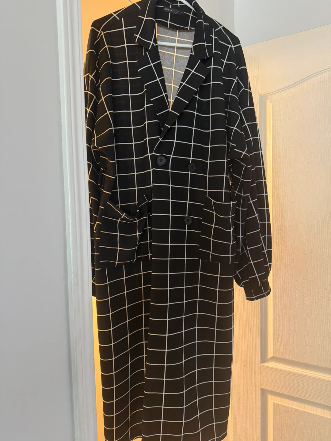 Black and white grid pattern blazer dress - photo 3
