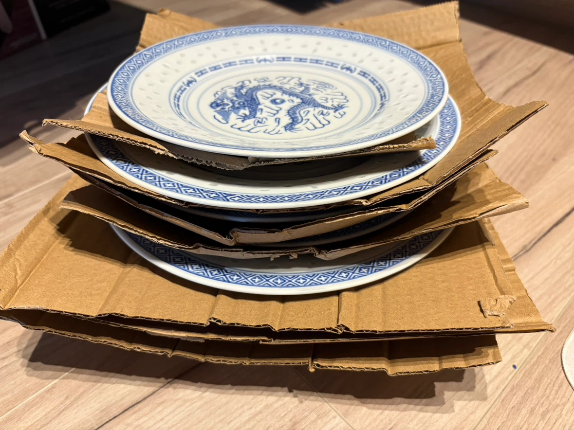 Vintage blue white dragon rice porcelain plates and bowls - photo 4
